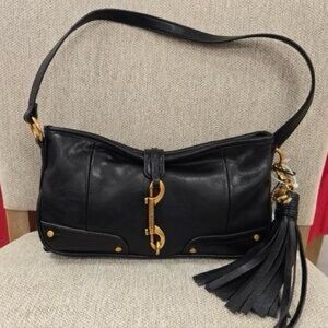 Steve Madden Small Black Shoulder Bag with Gold Details